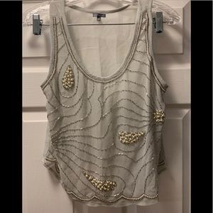 Charlotte Russe sheer tank, med, with beading